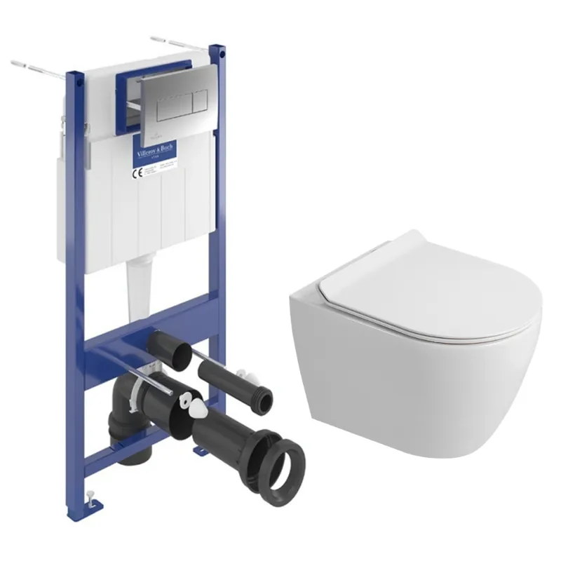 ViConnect Pro S pack WC bâti-support + WC sans bride Ceramia PixL avec abattant SoftClose + plaque (VBCEPXWT03-FR)