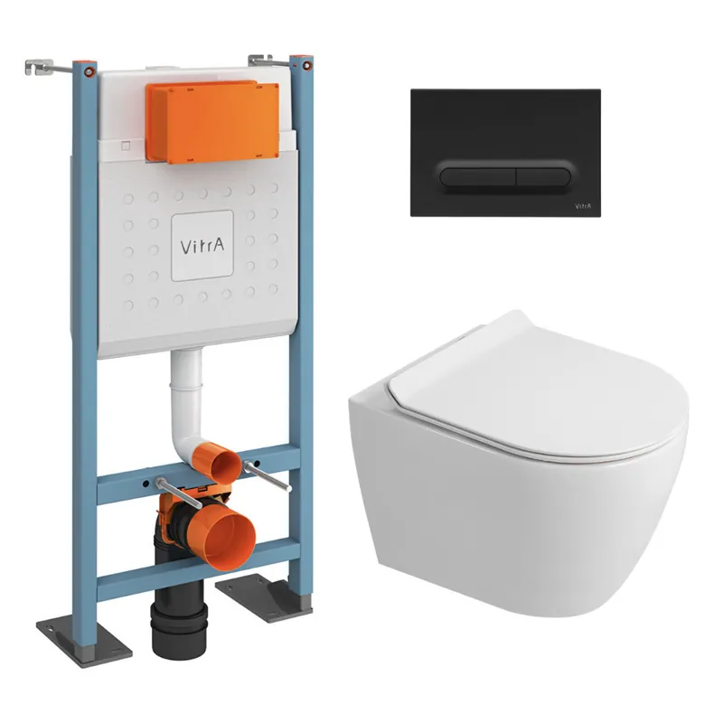 V-Fix Core pack WC bâti-support autoportant + WC sans bride Ceramia PixL avec abattant SoftClose + plaque (VICEPXWT01-FR)