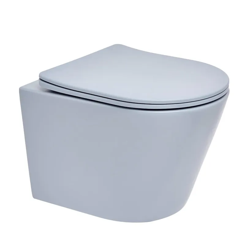 Infinitio WC suspendu sans bride en céramique avec abattant SoftClose, bleu mat (SATINF010RREXPDBLM)