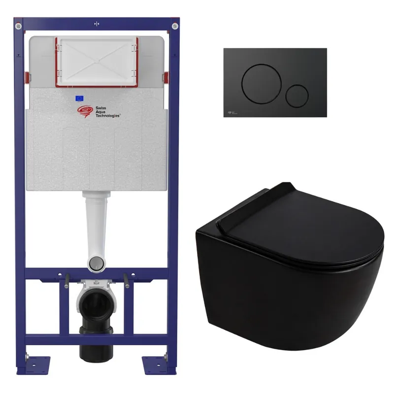 Pack WC bâti-support autoportant + WC suspendu sans bride Ceramia PixL avec abattant SoftClose + plaque (STCEPXBMT01-U)