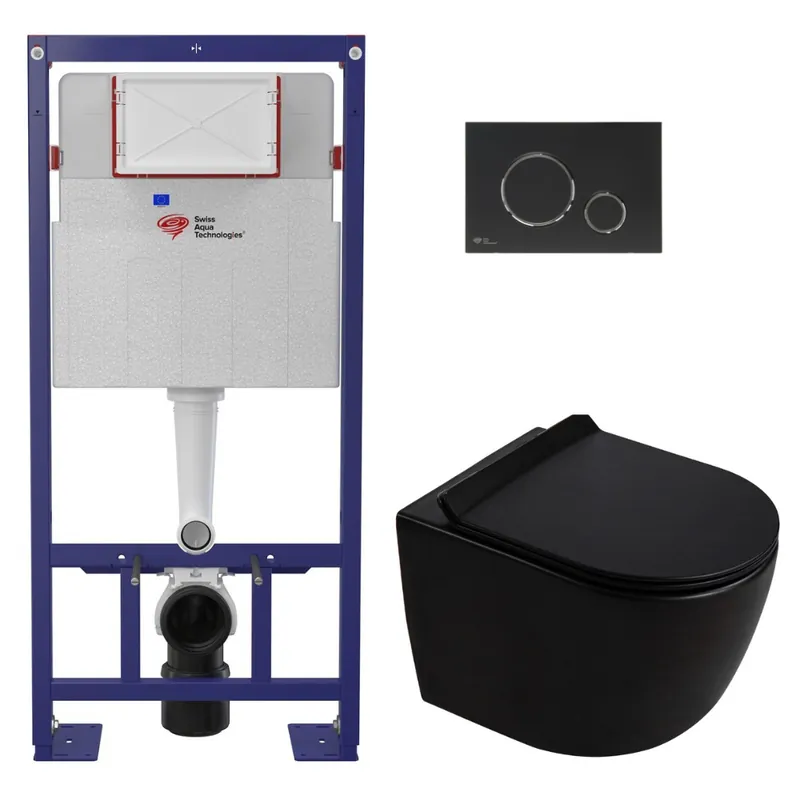 Pack WC bâti-support autoportant + WC suspendu sans bride Ceramia PixL avec abattant SoftClose + plaque (STCEPXBMT02-U)
