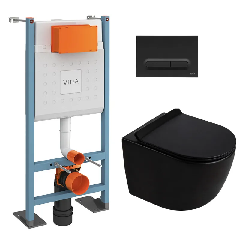 V-Fix Core pack WC bâti autoportant + WC suspendu sans bride Ceramia PixL avec abattant SoftClose + plaque (VICEPXBMT01-FR)