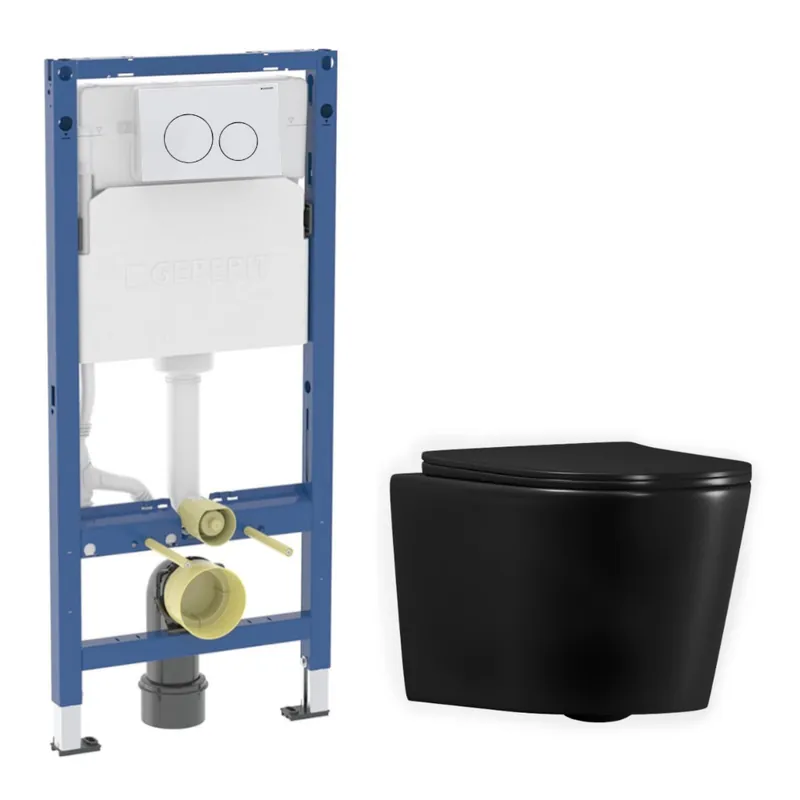 Duofix pack WC bâti-support + WC suspendu sans bride Ceramia avec abattant SoftClose + plaque (GEBCE14BMT02-FR)