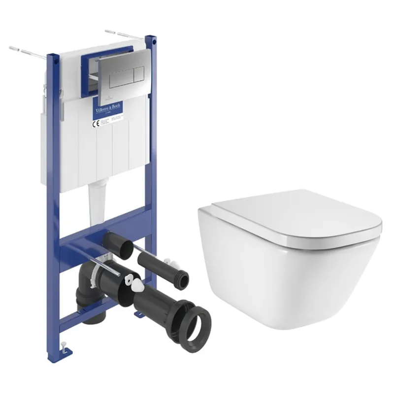 ViConnect Pro S pack WC bâti-support + WC suspendu sans bride Roca avec abattant SoftClose + plaque (VBROGAWR02-FR)