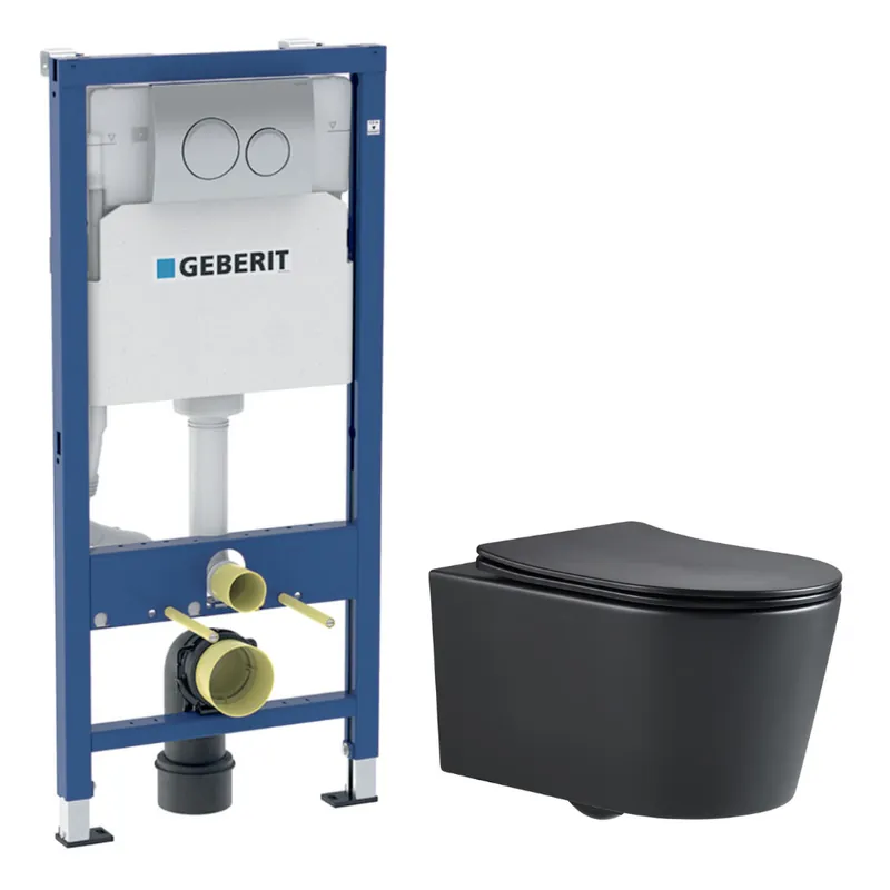 Duofix pack WC bâti-support + WC suspendu sans bride Swiss Aqua Technologies avec abattant SoftClose + plaque (GEBSTBRBMR01-FR)