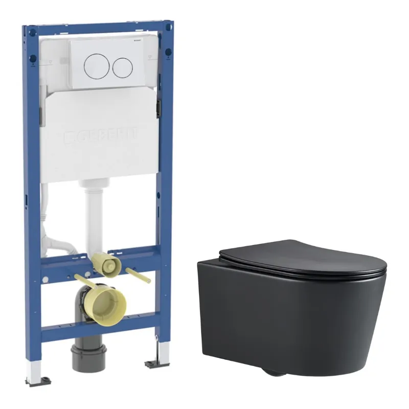 Duofix pack WC bâti-support + WC suspendu sans bride Swiss Aqua Technologies avec abattant SoftClose + plaque (GEBSTBRBMR02-FR)