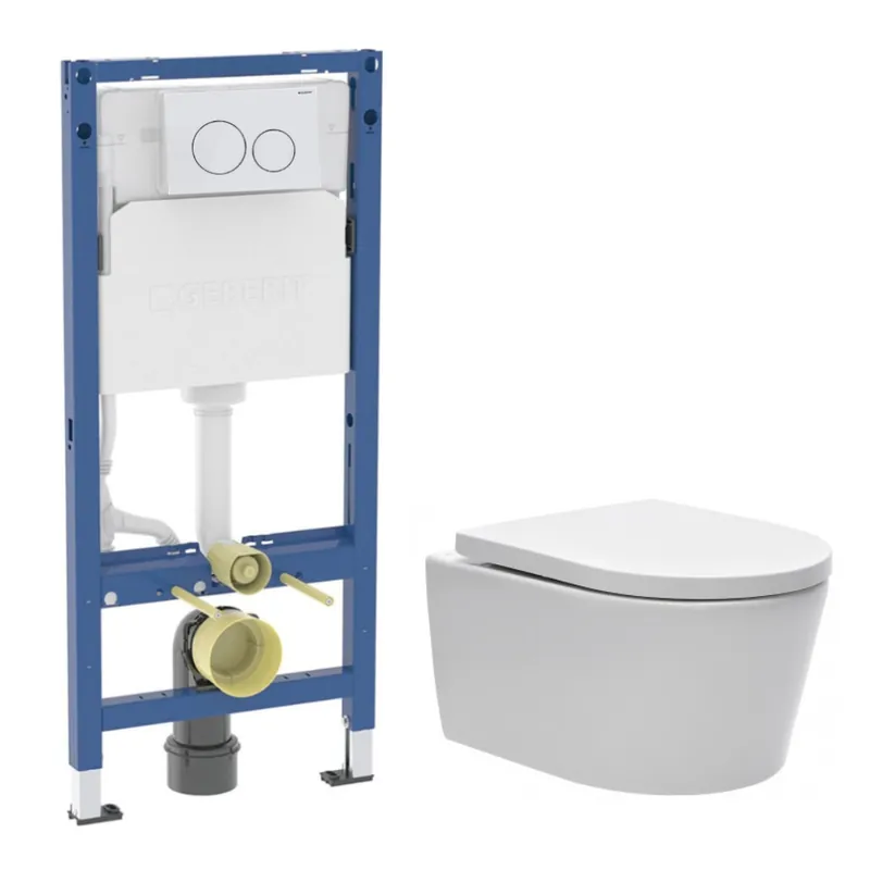 Duofix pack WC bâti-support + WC suspendu sans bride Swiss Aqua Technologies avec abattant SoftClose + plaque (GEBSTBRWR03-FR)