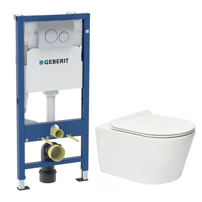 Duofix pack WC bâti-support + WC suspendu sans bride Swiss Aqua Technologies avec abattant SoftClose + plaque (GEBSTBRWR02-FR)