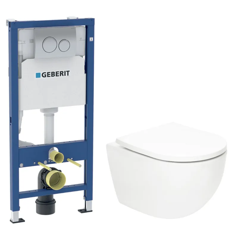 Duofix pack WC bâti-support + WC suspendu Swiss Aqua Technologies + plaque (GEBSTFUWT01-FR)
