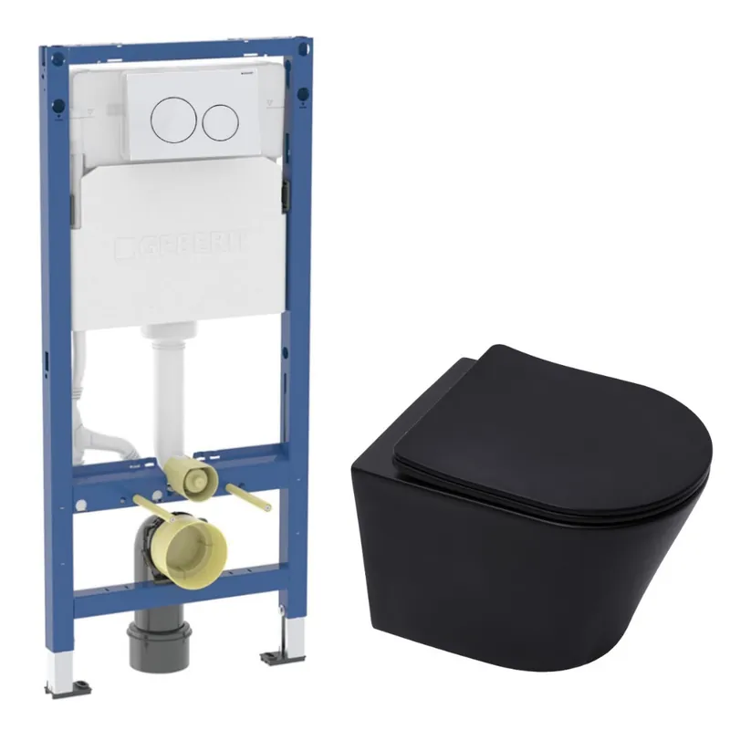 Duofix pack WC bâti-support + WC suspendu sans bride Swiss Aqua Technologies avec abattant SoftClose + plaque (GEBSTINBMR02-FR)