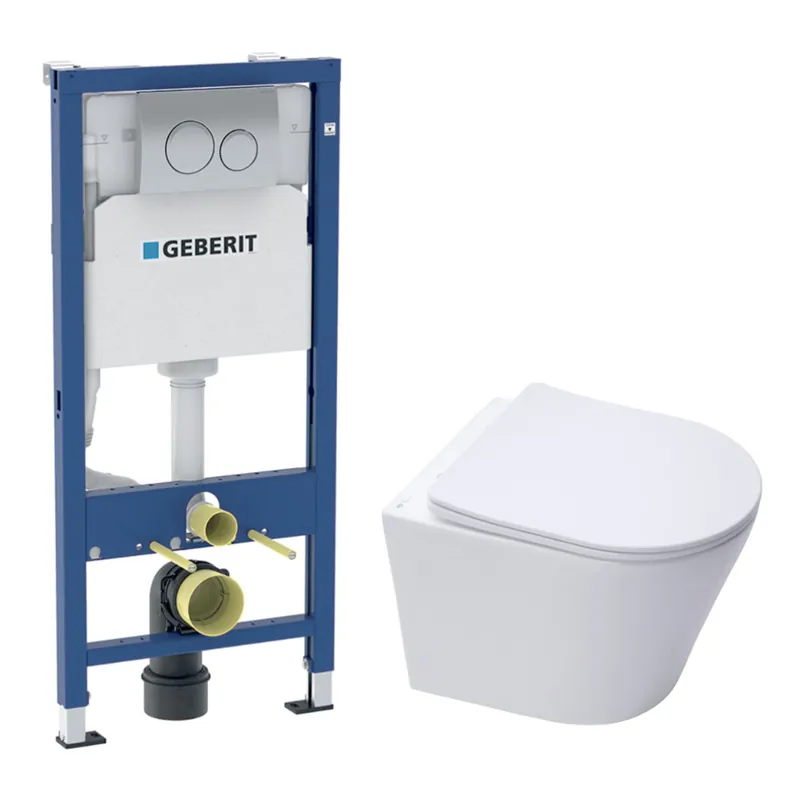 Duofix pack WC bâti-support + WC suspendu sans bride Swiss Aqua Technologies avec abattant SoftClose + plaque (GEBSTINWR01-FR)