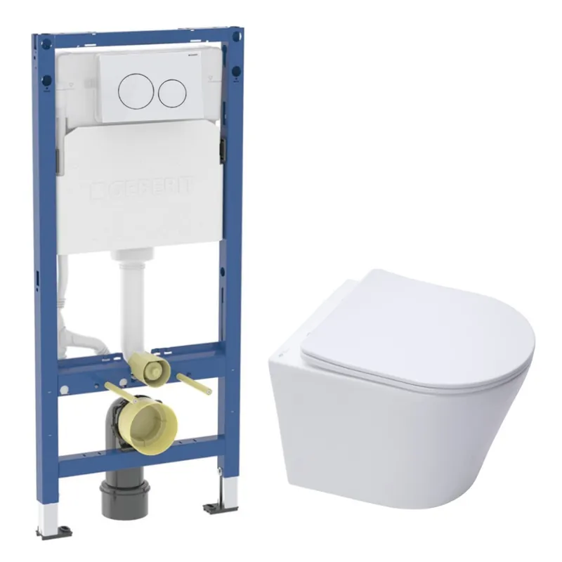 Duofix pack WC bâti-support + WC suspendu sans bride Swiss Aqua Technologies avec abattant SoftClose + plaque (GEBSTINWR02-FR)