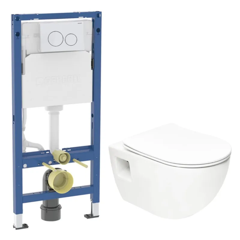 Duofix pack WC bâti-support + WC suspendu sans bride Swiss Aqua Technologies avec abattant SoftClose + plaque (GEBSTPRWR02-FR)