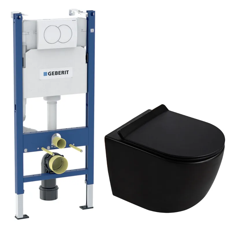 Duofix Pack WC bâti-support + WC suspendu sans bride Ceramia PixL avec abattant SoftClose + plaque (GEBCEPXBMT01FR-FS)