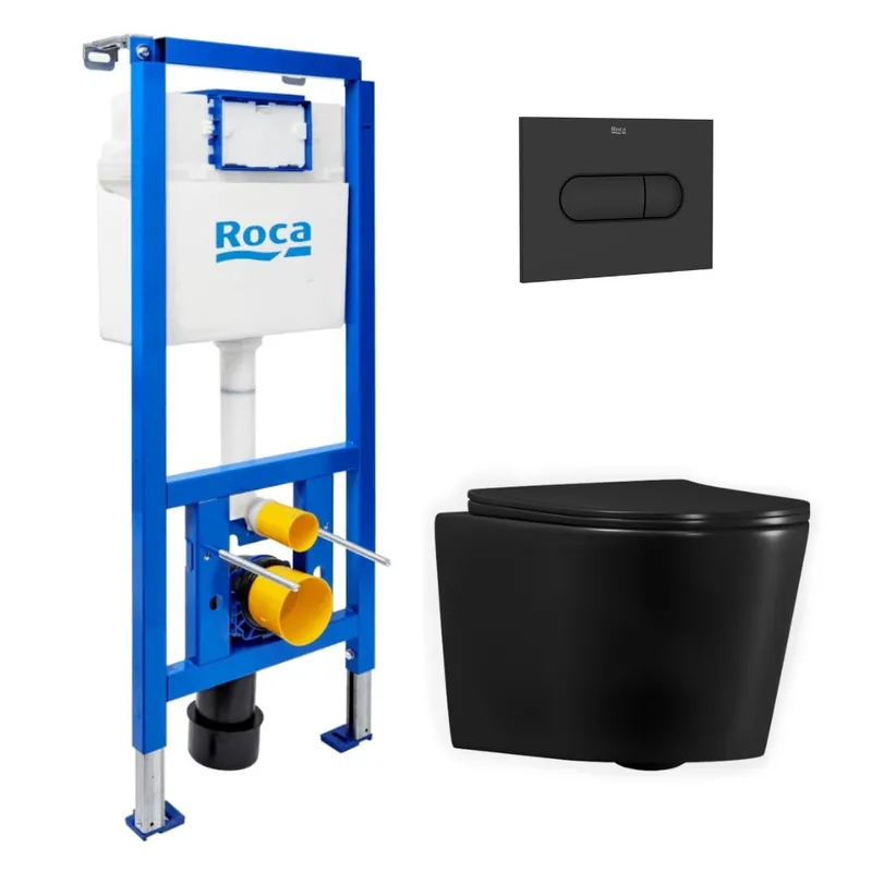 Pack WC bâti-support + WC suspendu sans bride Ceramia avec abattant SoftClose + plaque (ROCE14BMT01-FR)