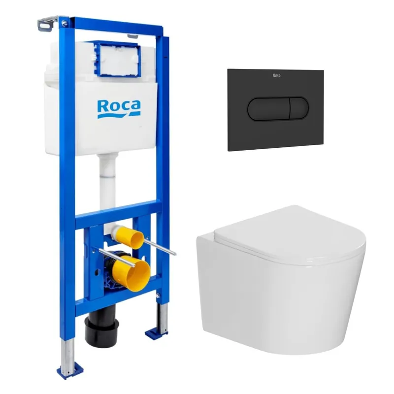 Pack WC bâti-support + WC suspendu sans bride Ceramia avec abattant SoftClose + plaque (ROCE14WT03-FR)