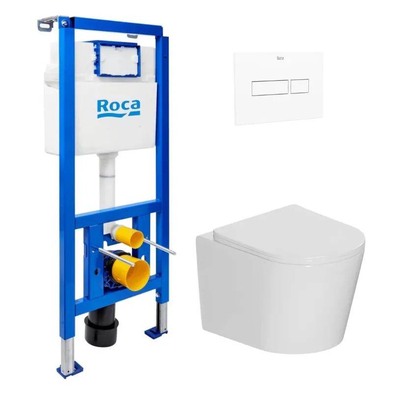 Pack WC bâti-support + WC suspendu sans bride Ceramia avec abattant SoftClose + plaque (ROCE14WT04-FR)