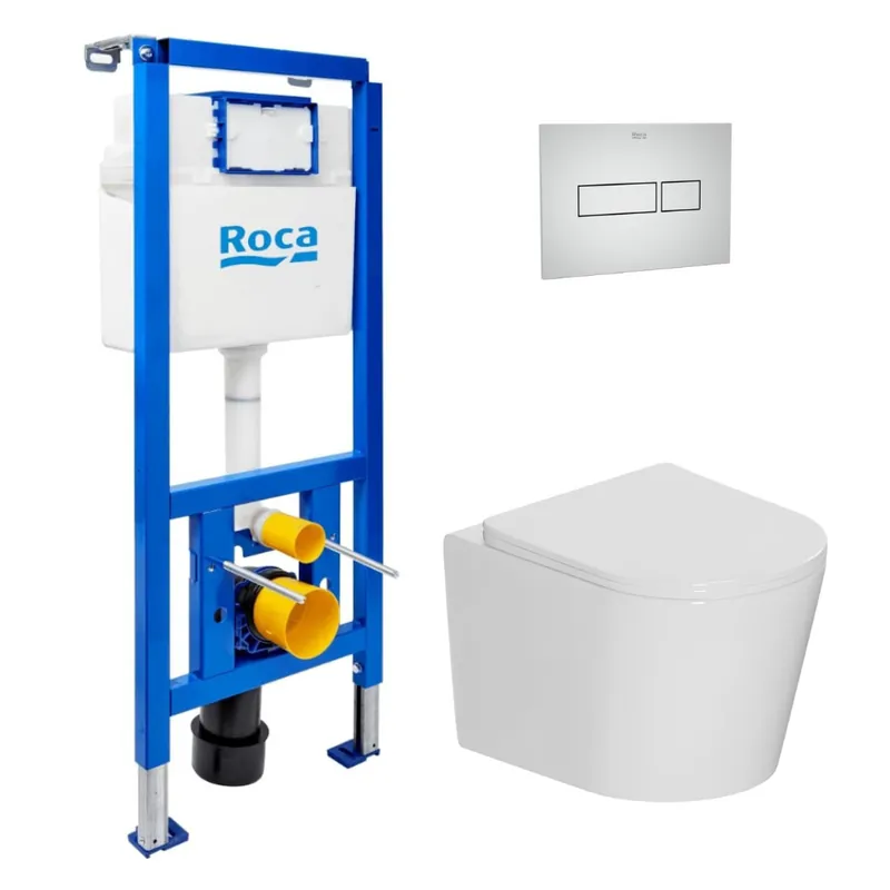 Pack WC bâti-support + WC suspendu sans bride Ceramia avec abattant SoftClose + plaque (ROCE14WT05-FR)
