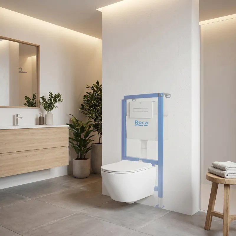 Pack WC bâti-support + WC suspendu sans bride Swiss Aqua Technologies avec abattant SoftClose + plaque (ROSTINWR04-FR)