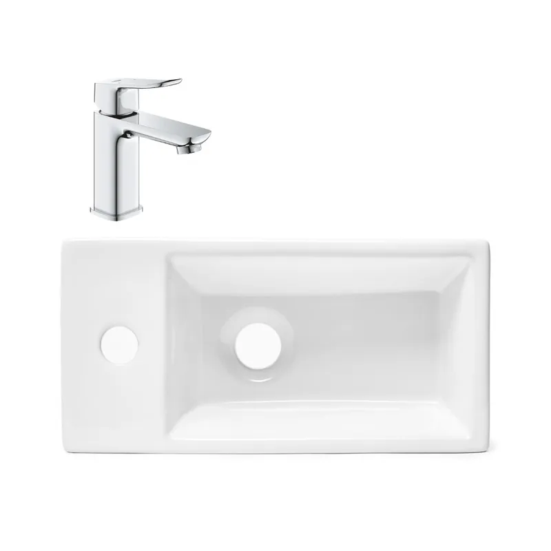 QUICKFIX DICE Mitigeur lavabo, taille S + Lavabo suspendu Swiss Aqua Technologies 40,5x20,5x10,5cm (BA2-G1018570000-03)