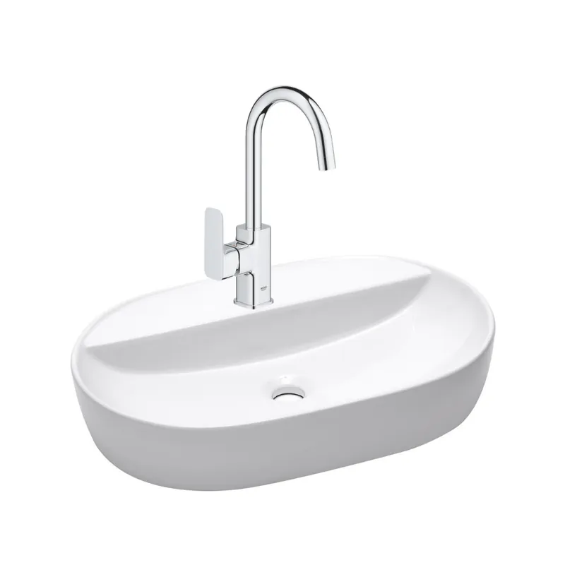 Dice mitigeur lavabo à levier tactile, taille L + Vasque à poser Swiss Aqua Technologies 60x40x12,5 cm (BA2-G1018710000-01)