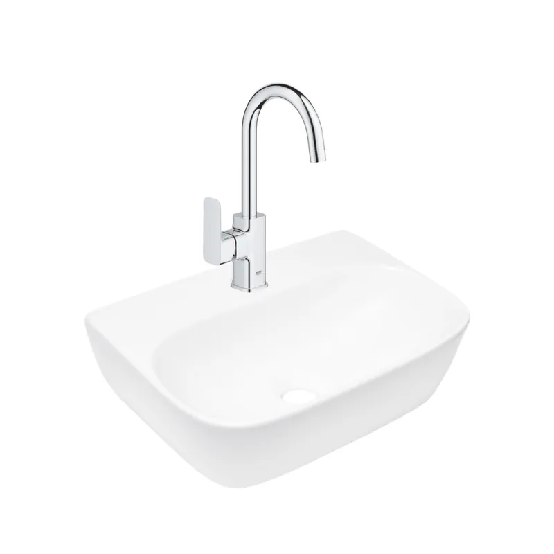 Dice mitigeur lavabo à levier tactile, taille L + Lavabo suspendu Swiss Aqua Technologies 43x30x13cm (BA2-G1018710000-02)