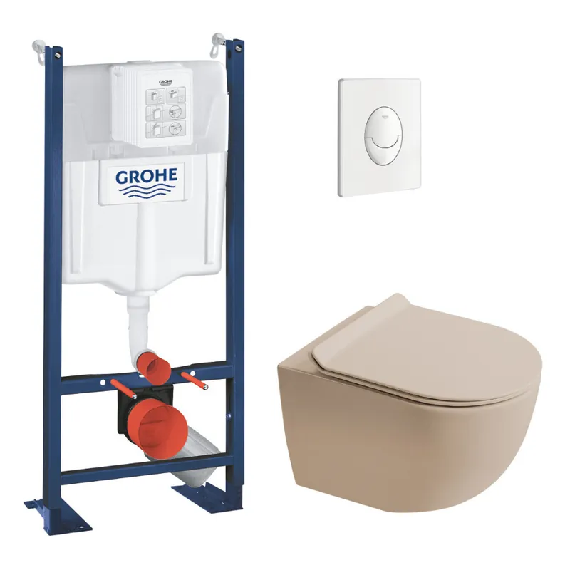 Rapid SL pack WC bâti autoportant + WC suspendu sans bride Ceramia PixL avec abattant SoftClose + plaque (GRRCEPXMOMT01FR-FS)
