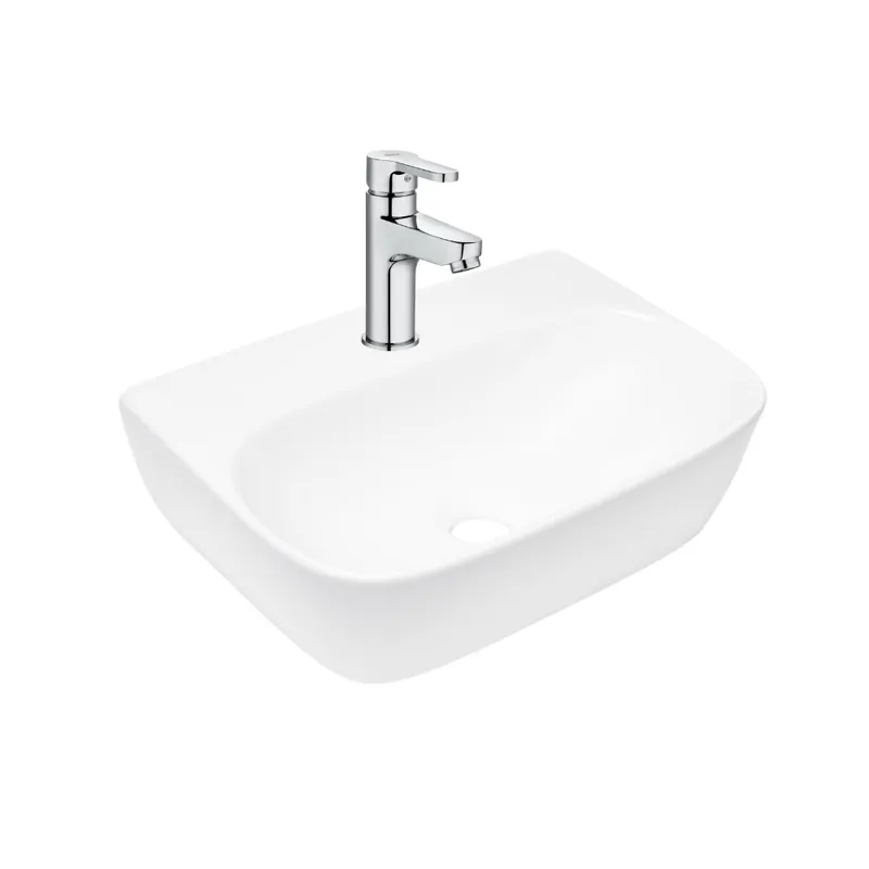 Brevis 43x30x13 cm lavabo suspendu en céramique, sans trop-plein, blanc + mitigeur lavabo Roca Arola (A5A326SATBRE4330R)