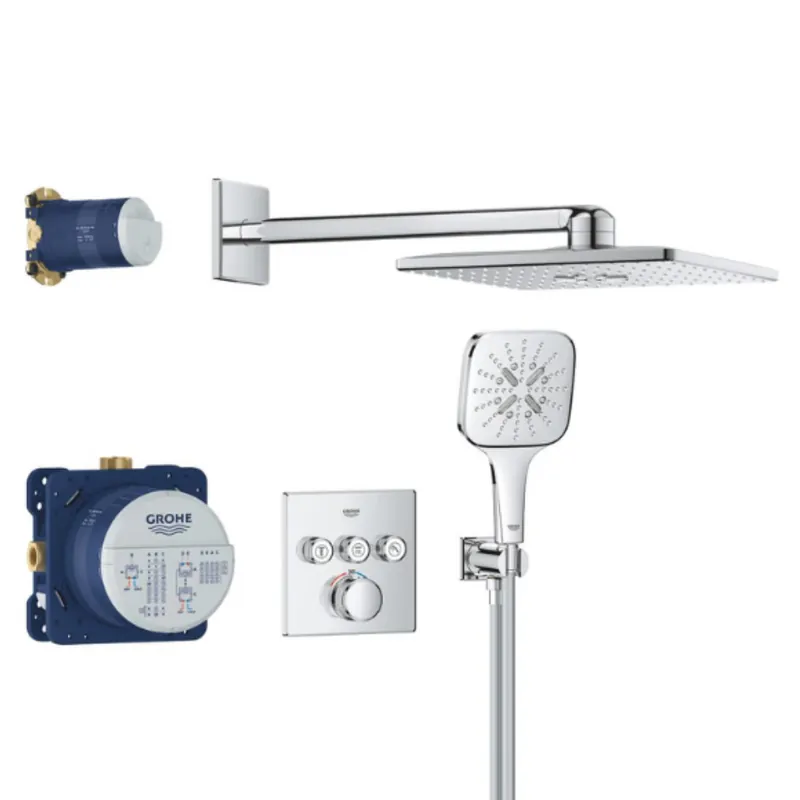 Rainshower SmartActive 310 Cube ensemble de douche à encastrer, chrome (34864000)