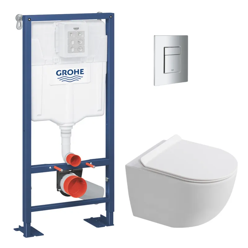 Solido pack WC bâti autoportant + WC suspendu sans bride Ceramia PixL avec abattant SoftClose + plaque (GRCEPXWMT02FR-FS)