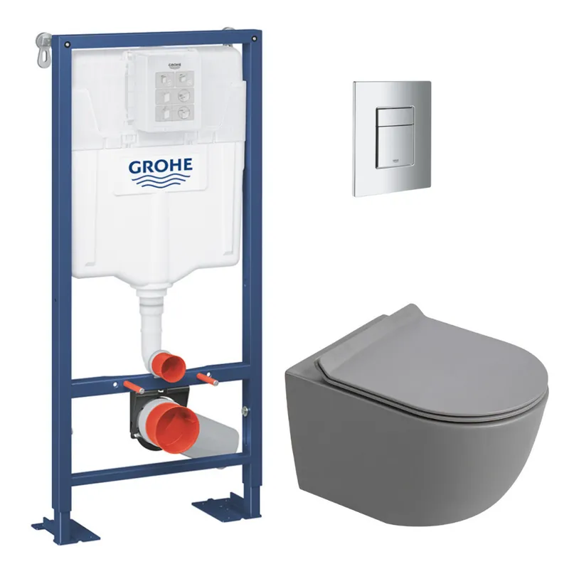 Solido pack WC bâti autoportant + WC suspendu sans bride Ceramia PixL avec abattant SoftClose + plaque (GRCEPXGRMT02FR-FS)
