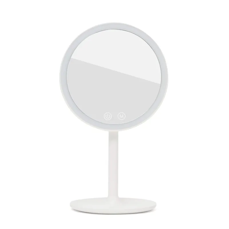 Miroir cosmétique pliable en plastique, 3 couleurs de lumière réglables, hauteur 34,5 cm, blanc (SATZKLEDB)