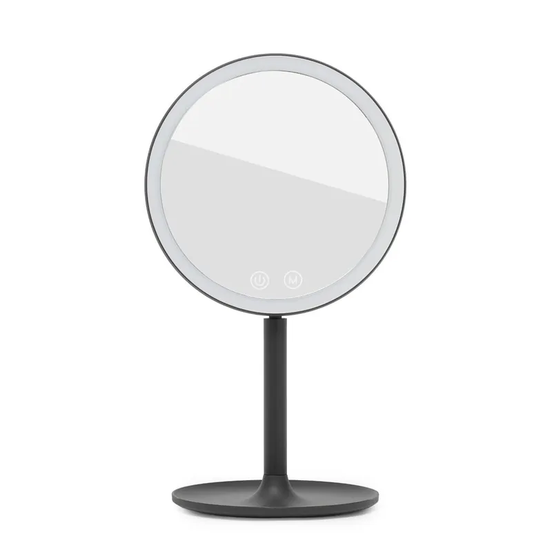 Miroir cosmétique pliable en plastique, 3 couleurs de lumière réglables, hauteur 34,5 cm, noir (SATZKLEDC)