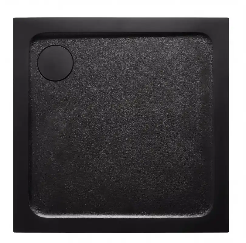 100x100 cm receveur de douche en marbre coulé, Swiss Aqua Technologies Project, sans siphon ni pieds, noir mat (SATSVPRO100QCA)