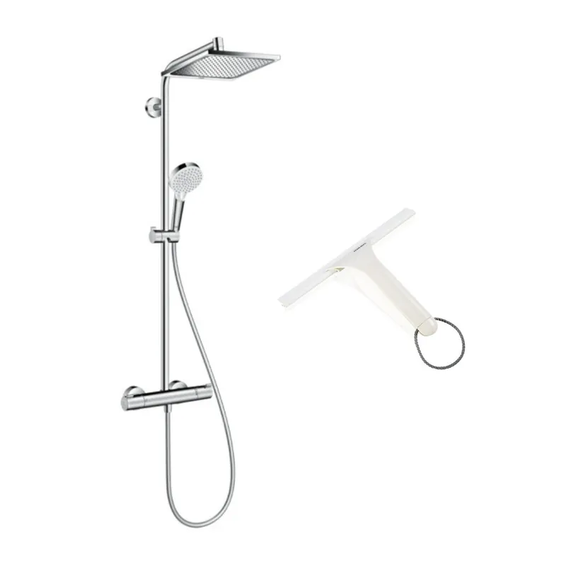 Hansgrohe Set de douche Crometta E 240 + cadeau gratuit raclette de douche, blanc (27271000-650)