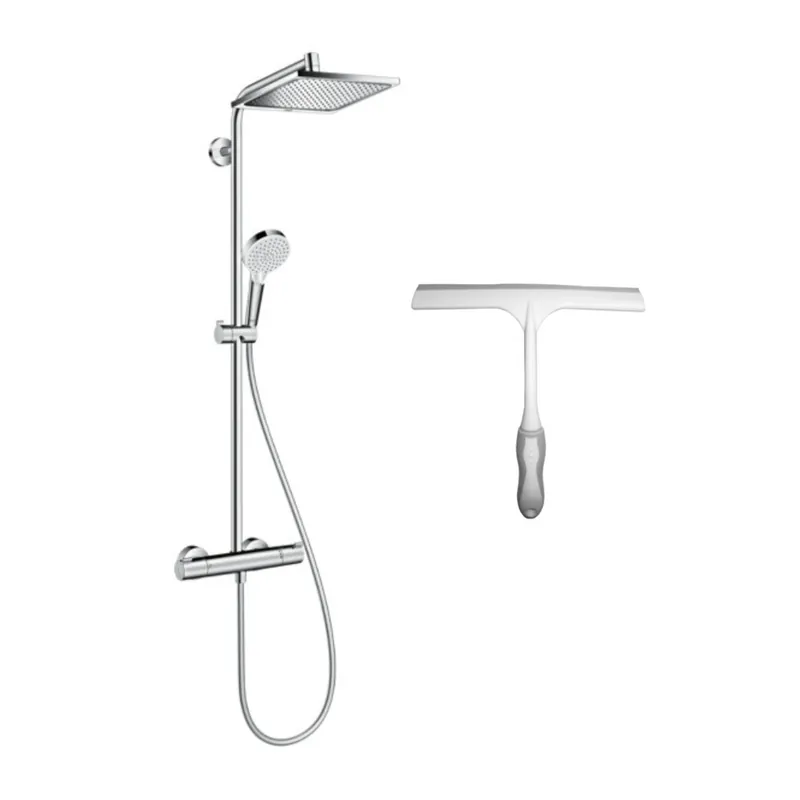 Hansgrohe Set de douche Crometta E 240 + cadeau gratuit raclette de douche, blanc (27271000-KLO)
