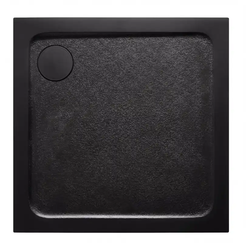 90x90 cm receveur de douche en marbre coulé, Swiss Aqua Technologies Project, sans siphon ni pieds, noir mat (SATSVPRO90QCA)