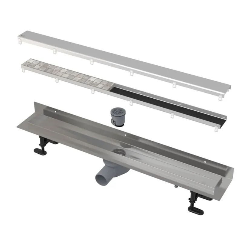 FIT AND GO Caniveau de douche mural 85 cm en acier inoxydable (APZ23DOUBLE9850)