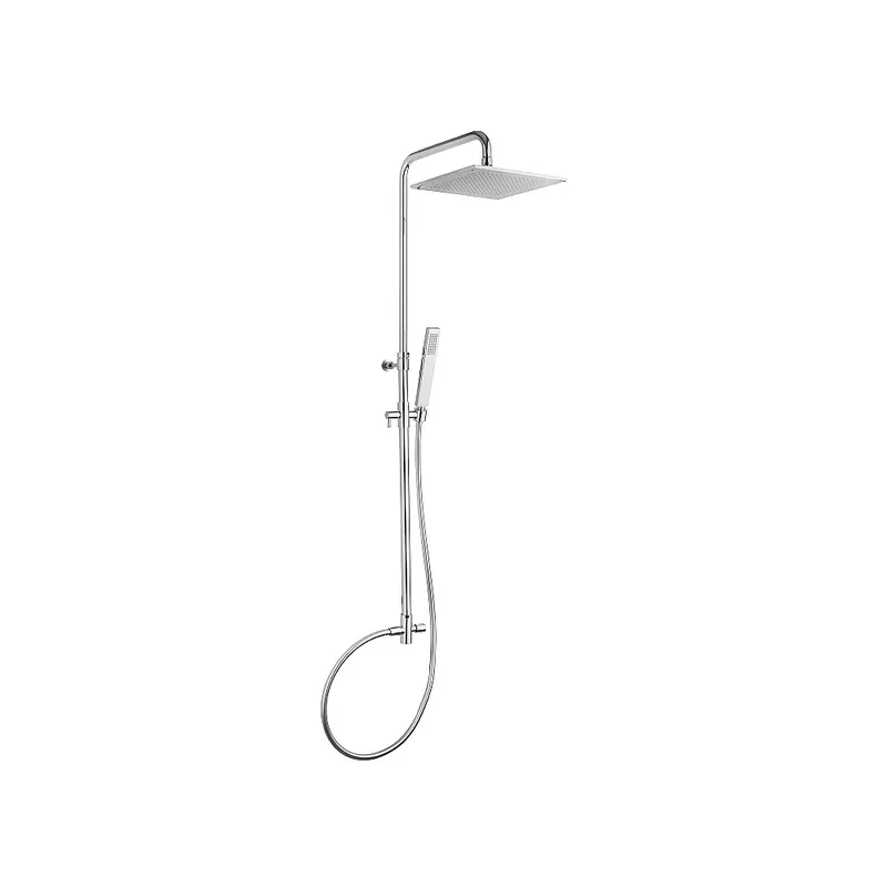 Colonne de douche avec inverseur, tuyau flexible, douchette à main et pommeau de douche 25x25cm