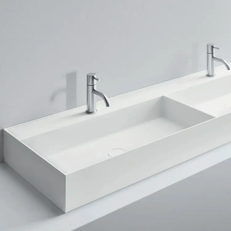 Lavabo double à poser en Cristalplant Man 144 Milldue
