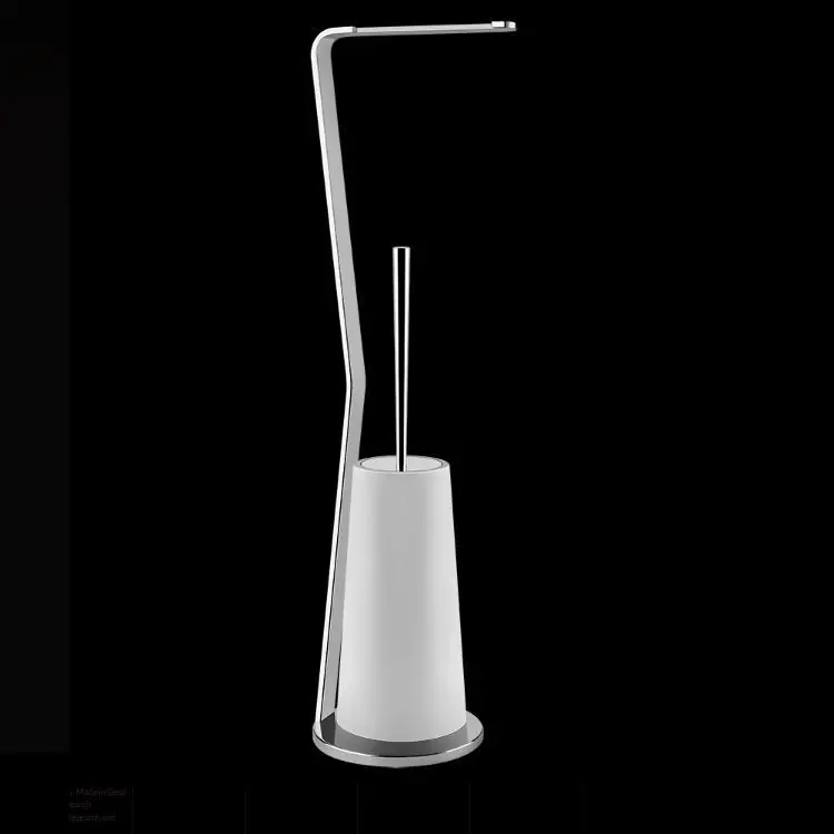 Porte balais wc et porte papier de toilette sur pied Cono Gessi