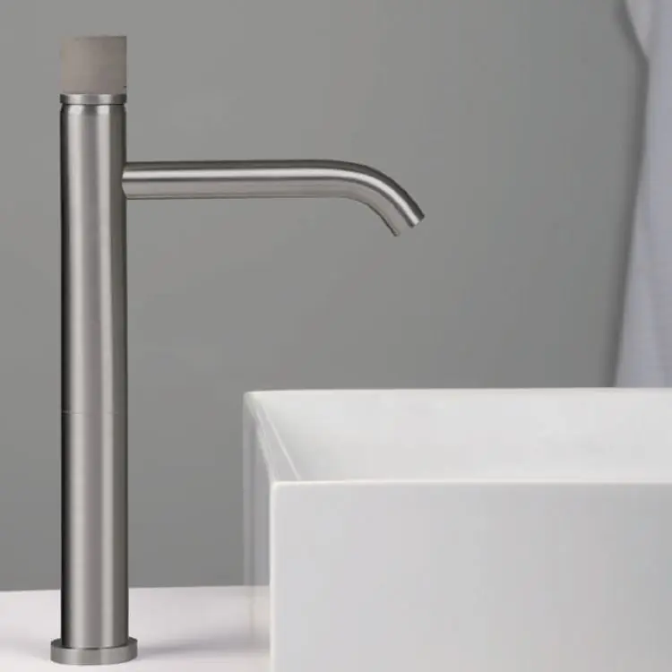 Mélangeur monocommande ronde pour lavabo Diametro35 Inox Concrete Ritmonio