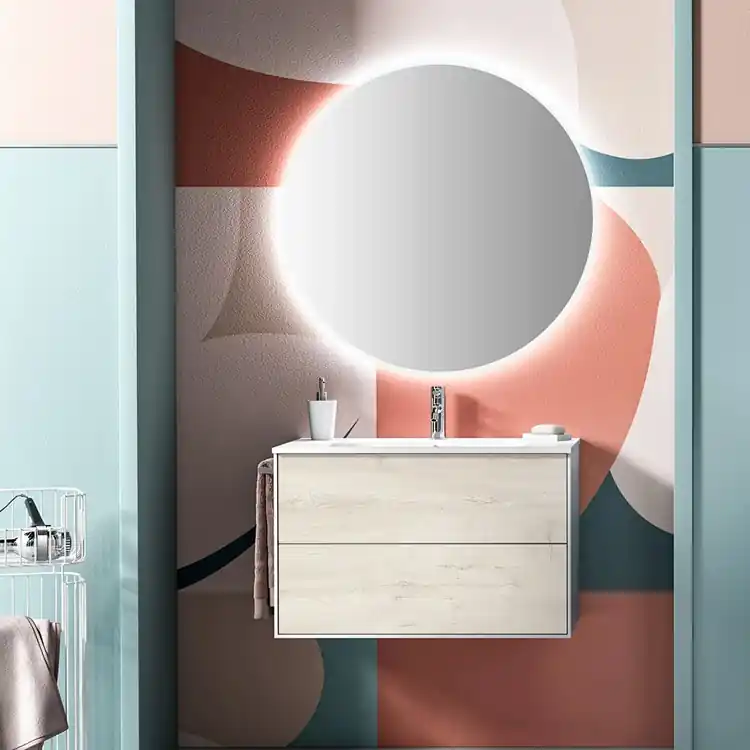 Meuble de salle de bain suspendu avec tiroirs L.80 cm Ago