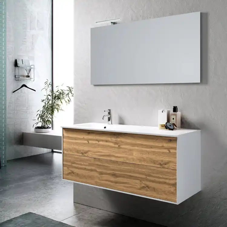 Meuble de salle de bain suspendu avec lavabo gauche L.121 cm Ago
