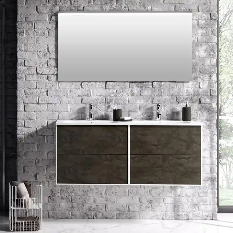Meuble de salle de bain suspendu avec double lavabo Ago