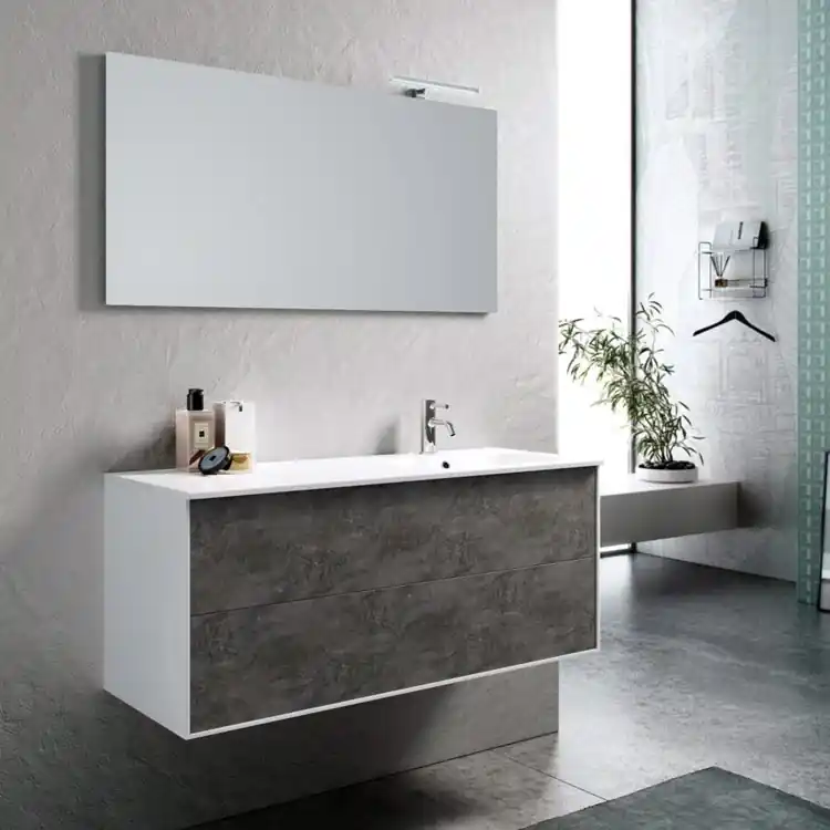 Meuble de salle de bain suspendu avec lavabo à droite L.121 cm Ago.