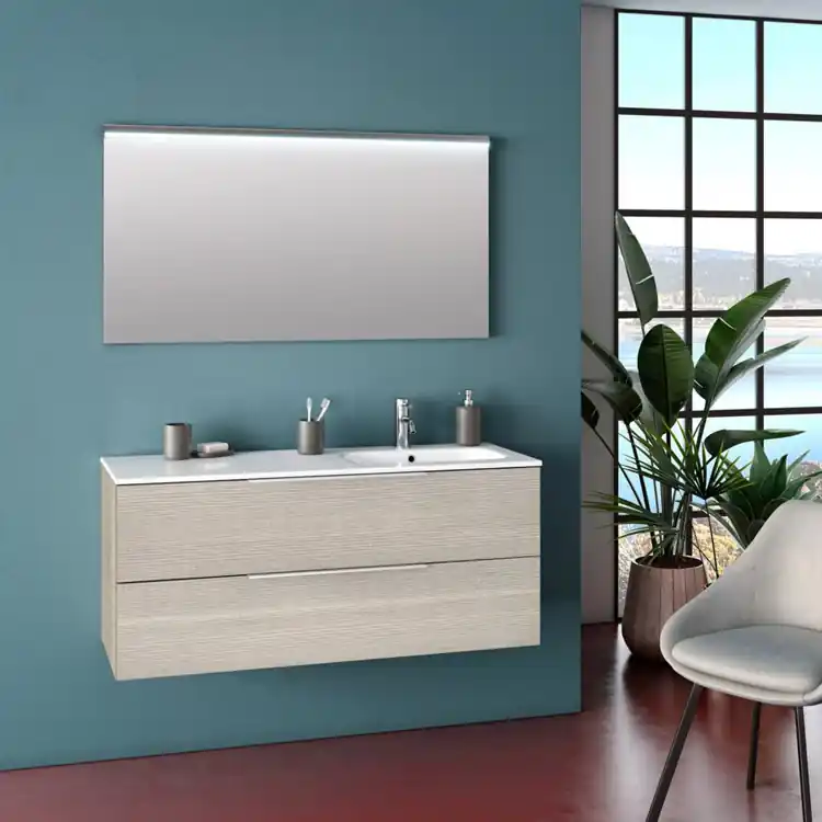 Meuble de salle de bain suspendu avec lavabo à droite Malmo