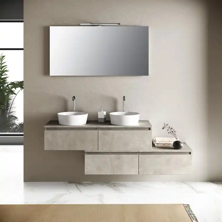 Meuble de salle de bain suspendu avec double lavabo YOKA