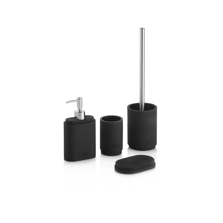 Set d’accessoires de bain en résine noire mat Paraa