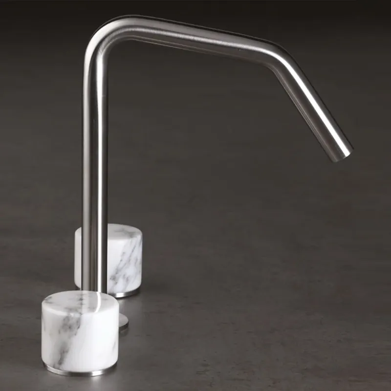Mitigeur monocommande de lavabo 3 trous avec bec carré Marbre Linki